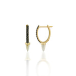 14K Yellow Gold and Black Diamond Earring with Pearl Spike