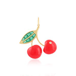 Pretty Please 14K Yellow Gold Diamond Green Onyx and Coral Cherry Charm