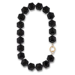 Suited Motion Jumbo Black Spinel Fixed Necklaces with Yellow Gold Vermeil Clasp