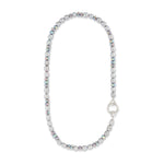 Dynamic Silhouette Jumbo Gray Crystal & Gray Pearl Fixed Necklaces