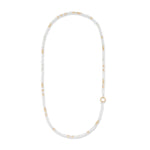 Polished Edge Jumbo White Crystal, Yellow Gold Fill and Sterling Silver Bead Fixed 42.00