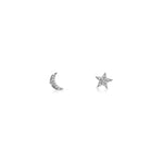 OCT24 Sterling Silver and Moissanite Star/Crescent Stud Earrings