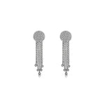 JUN146 Black Rhodium and Pave Diamond Disk Dangle Earrings