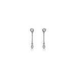 JUN144 Black Rhodium and Bezel Diamond Dangle Earrings