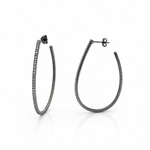 JUN151 Black Rhodium and Inside Out Diamond Large Hoop Earrings