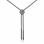 JUN135 Black Rhodium and Diamond Bolo Necklaces