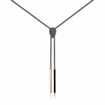 Black Rhodium and Teardrop Leopard Gemstone Bolo Necklace
