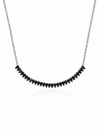 AUG476 Sterling Silver and Black Spinel Teardrop Bar Necklace