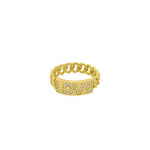 Missing Link 14K Yellow Gold and Diamond Love Curb Chain Ring
