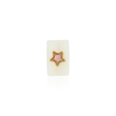 Full Circle Gemstone Pony Bead with 14K Yellow Gold and Gemstone Star Bezel
