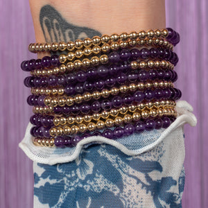 
            
                Load image into Gallery viewer, Showstopper Amethyst and Gold Fill Bracelet
            
        