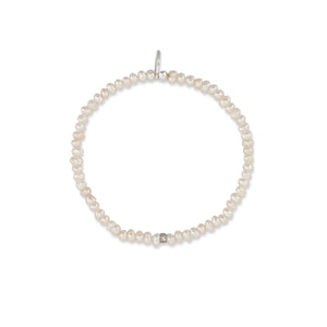 
            
                Load image into Gallery viewer, Cuppa Tea Itsy Pearl Bracelet with White Gold &amp;amp; Diamond Disk
            
        
