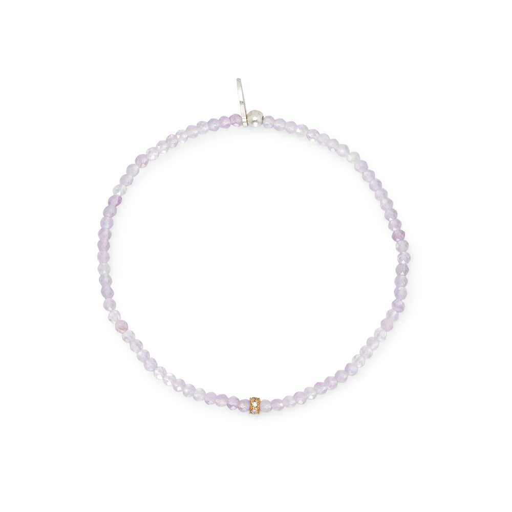 One Of A Kind Itsy Scorolite Gemstone Bracelet with Yellow Gold & Diamond Disk