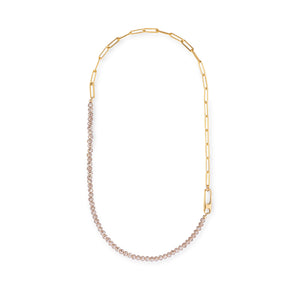 Sleepover 2x1 Crystal and Paperclip Chain Necklace