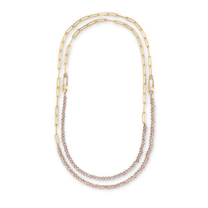 Sleepover 2x1 Crystal and Paperclip Chain Necklace