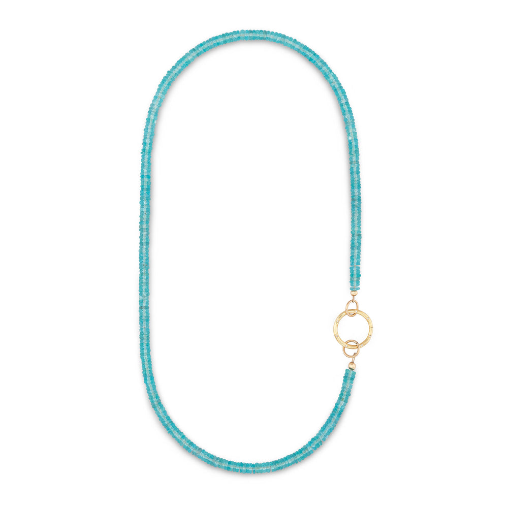 Party Teal Dawn Blue Topaz Gemstone Fixed Necklace with 14K Yellow Gold Clasp