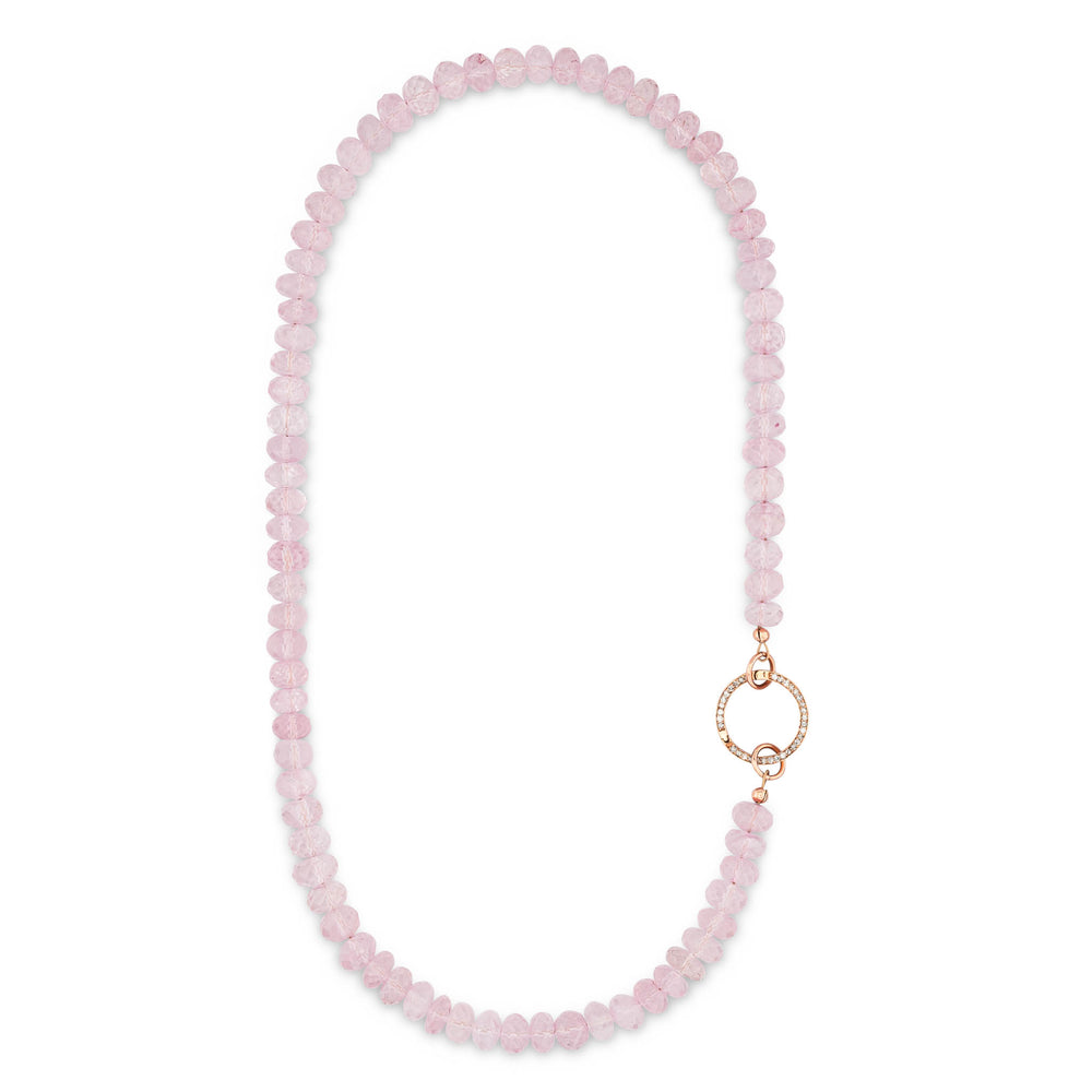 Pop Star Pink Jumbo Rose Quartz 17.00" Fixed Necklace with 14K Gold & Diamond Clasp