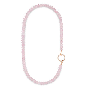 Pop Star Pink Jumbo Rose Quartz 17.00" Fixed Necklace with 14K Gold & Diamond Clasp