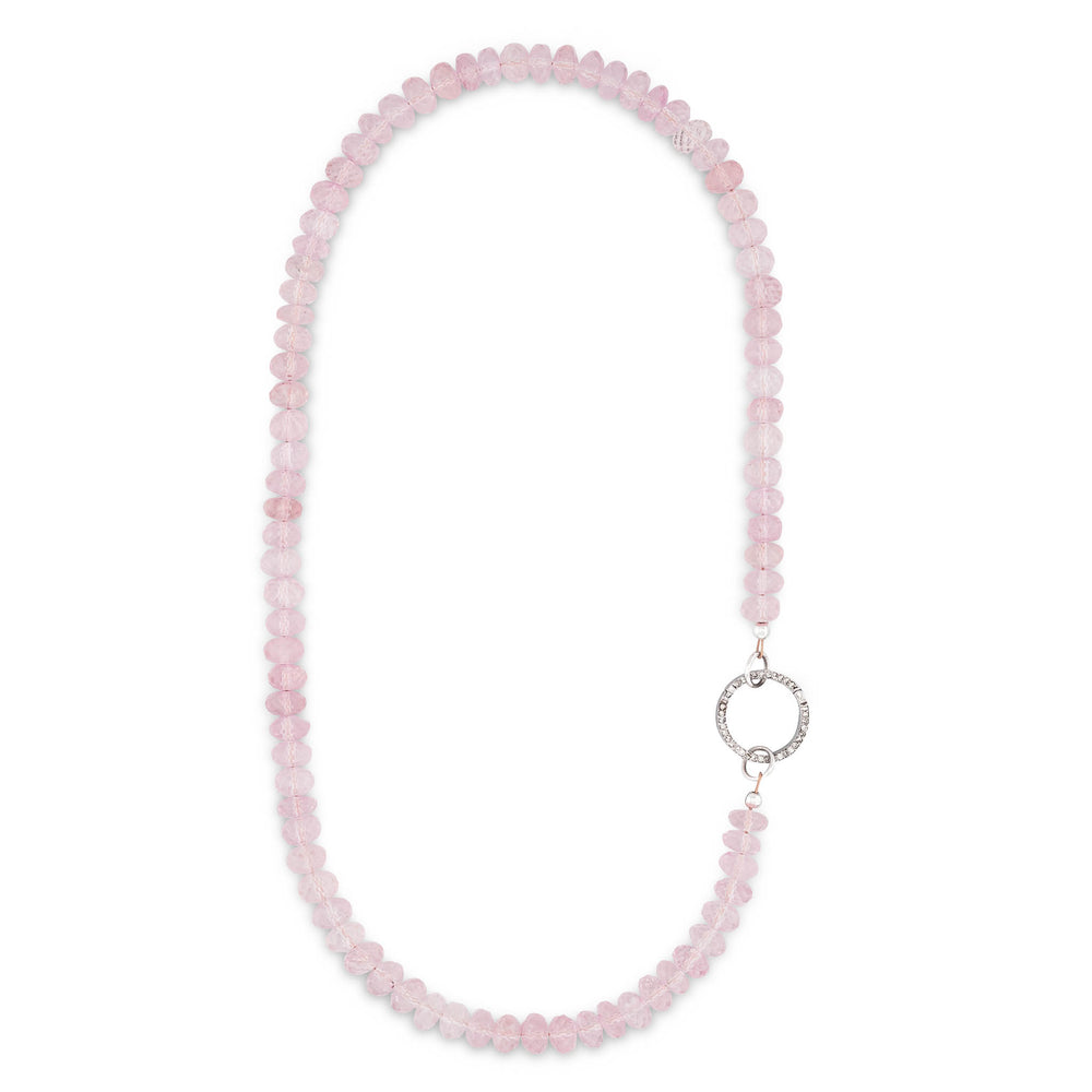 Pop Star Pink Jumbo Rose Quartz 17.00" Fixed Necklace with 14K Gold & Diamond Clasp