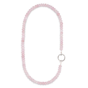 Pop Star Pink Jumbo Rose Quartz 17.00" Fixed Necklace with 14K Gold & Diamond Clasp