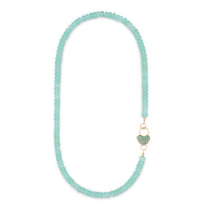 Mixtape Mint Green Chalcedony 17.00" Fixed Necklace with 14K Yellow Gold & Emerald Clasp