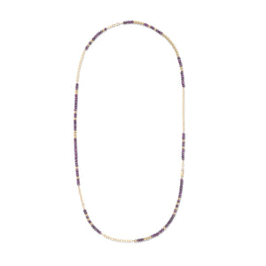 Fuchsia Frenzy Jumbo Purple Moonstone, Gold Fill Bead and Gold Fill Chain Deluxe 60.00" Necklace