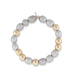 Classic Cadence Jumbo Gray Pearl & Yellow Gold Fill Bead Bracelet