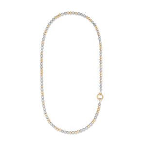 Classic Cadence Jumbo Gray Pearl and Yellow Gold Fill Bead Fixed 36.00" Necklace with Gold Vermeil Clasp