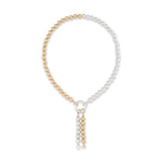 Sleek Ambition Jumbo Yellow Gold Filled & Sterling Silver Bead Lariat Necklace