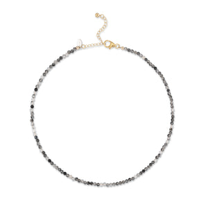 Ethereal Gleam Black Rutilated Quartz Adjustable Necklace, 15.00"-17.00"