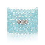 Stay Small Jumbo Blue Crystal Seven Wrap with Sterling Silver and Cubic Zirconia Bead