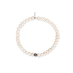 Between Moments White Pearl Bracelet with Black Rhodium and Diamond Bead