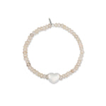 Deluxe Ethereal Structure White Agate Bracelet with Sterling Silver Heart