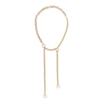 Golden Jumbo Golden Crystal & Yellow Gold Fill Curb Chain Lariat Necklace with Yellow Gold Vermeil Enhancer Clasp