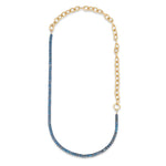 Trophy Jumbo Blue Cube Crystal / Gold Fill Chain Double Wrap 33.00