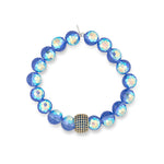 Chapter 250 Jumbo Blue Crystal Bracelet with Yellow Gold Vermeil / Blue Cubic Zirconia Ball Bead