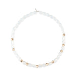 United In Sparkle Jumbo White Oval Crystal Choker with Yellow Gold Vermeil Studs