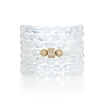 United In Sparkle Jumbo White Oval Crystal Seven Wrap with Yellow Gold Vermeil / CZ Trio Bead