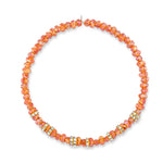 Deluxe Peachy Jumbo Crystal Choker with Yellow Gold Vermeil / Cubic Zirconia Beads