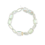 Deluxe Gem Mint Jumbo Crystal Bracelet with Yellow Gold Vermeil / Cubic Zirconia Disk