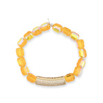 Deluxe Golden Pages Jumbo Crystal Bracelet with Yellow Gold Vermeil / Cubic Zirconia Bar