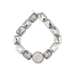 Deluxe Tribeca Jumbo Grey Crystal Bracelet with Silver Cubic Zirconia Thumbprint Bead
