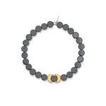 Overdressed Jumbo Hematite Gemstone Bracelet with Half Moon Vermeil Accents