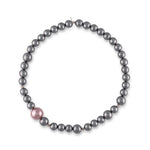 Maxed Out Jumbo Gray and Pink Pearl Choker with Cubic Zirconia Accents