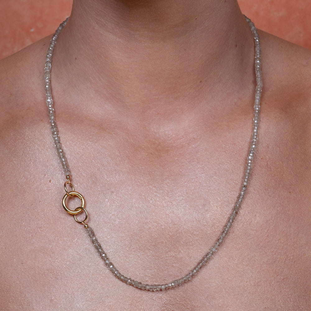 Solar Drip Zircon Fixed 22.00" Necklace with Yellow Gold Vermeil Circle Enhancer Clasp