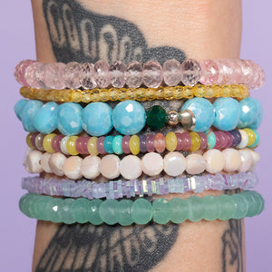Sticker Book Sparkle Multicolor Jade Gemstone Bracelet