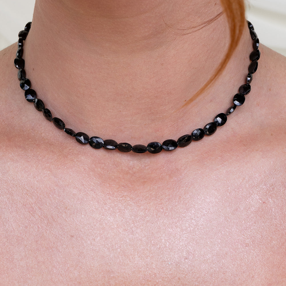 Mystical Moonlight Black Spinel Adjustable Necklace, 15.00"-17.00"