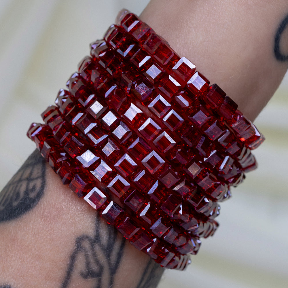Scream Queen Red Cube Crystal Bracelet