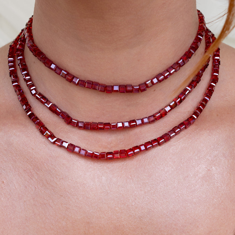 Scream Queen Red Cube Crystal Choker