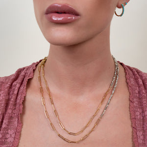 
            
                Load image into Gallery viewer, Manifesting The Mailman 2x1 Crystal and Paperclip Chain Necklace
            
        